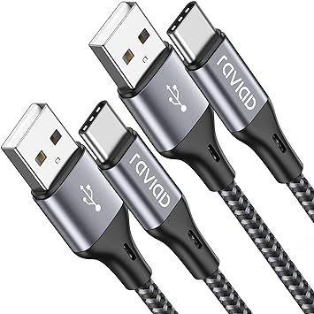 RAVIAD USB Type C ケーブル【3m/2本セット】タイプ C ケーブル 3A 急速充電 高速データ転送 高耐久ナイロン編み USB-A to USB-C ケーブル Xiaomi Redmi 9T、droid USB-C機器対応