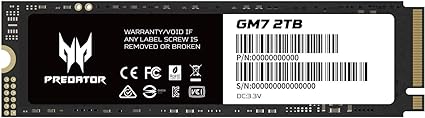 Acer Predator SSD 2TB PCIe Gen4x4 NVMe1.4 M.2 2280 V^PS5 / PS5mFς R:7200MB/s W:6300MB/s 3D NAND TLC GMJ[5Nۏ K̔㗝Xi