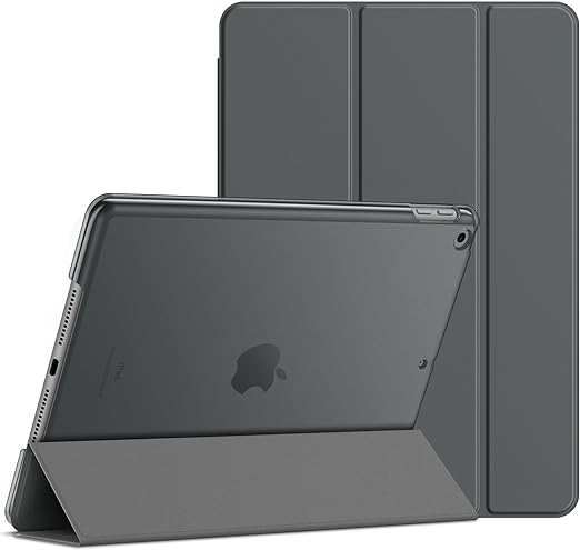 JEDirect iPad 9/8/7 ケース (10.2インチ 2021/2020/2019モデル 第9/8/7世代用) ケース 三つ折りスタンド 耐衝撃カバー オートウェイクアップ/スリープ機能 (スペースグレイ)
