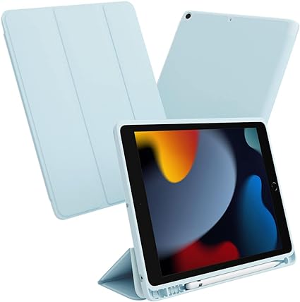 MS factory iPad 9世代 ケース 第9世代 iPadケース 第8世代 第7世代 用 アイパッド 10.2 カバー ペン収納 耐衝撃 オートスリープ スタンド アリス ブルー 水色 IPD-7-S-HDR-LSK