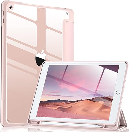 Maledan iPad 9世代 ケース 2021 第8/第7世代 カバー 2020/2019対応 クリア 透明 アクリル ペンホルダー付き スタンドケース 軽量 薄型 裏全透明 三つ折りスマート オートスリープ機能 10.2インチ
