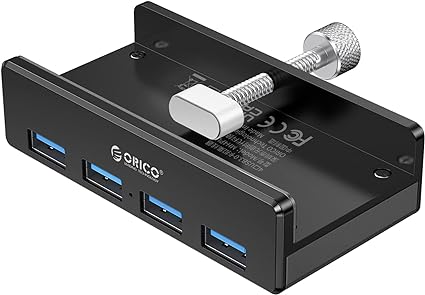 ORICO USB3.0 ハブ 4ポート 5Gbps高速 クリップ式 USBハブ バスパワー アルミニウム合金 HUB パソコン/テーブルの縁に固定でき 1.5mUSB延長ケーブル付 軽量 ブラック MH4PU-BK