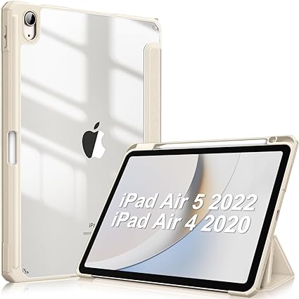 Fintie iPad Air 5 ケース 2022 / iPad Air 4 ケース 2020 10.9 インチ 透明バックカバー Apple Pencil 収納可能 Apple Pencil 2 ワイヤレスレザー TPU（スターライト）