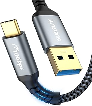 SUNGUY USB3.1 Gen2 Type C ケーブル 0.5M USB-A &USB-C 10Gbps データ転送 Android Auto対応 高速充電 金メッキコネクタ ナイロン編み iPad Pr タイプC ケーブル 50CM