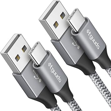 USB Type C ケーブル【0.5m 2本】急速充電 QC3.0 タイプc ケーブル 短い 高速データ転送 cタイプ 50cm 高耐久ナイロン FireHD 8 10 Plus FireMax11、Galadroid USB-C機器対応