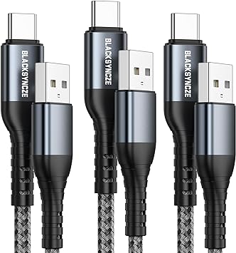 BLACKSYNCZE USB Type C ֥3ܥå 1M+1M+2Mۥc 3.1A ® USB-A & USB-C QC3.0 б ®ǡž Galaxy S23/S22/Sdroid USB-Cб