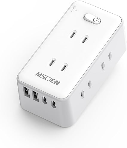 Mscien 電源タップ usbコンセントタップ 6個AC差込口 2個usb-c 2個usb-a スイッチ付き タップ コンセント 分岐 たこあし oaタップ usb マルチタップ 直挿し 蛸足コンセント