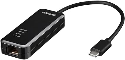 バッファロー 有線LANアダプター Giga Type-C USB3.2(Gen1)対応 【 macOS / iPhone15 / Nintendo Switch/iPad 動作確認済み 】 ブラック LUA5-U3-CGTE-NBK