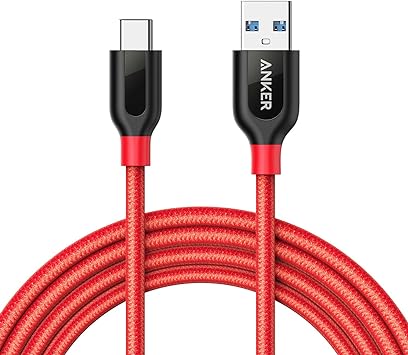 Anker PowerLine+ USB-C & USB-A 3.0 ケーブル (1.8m レッド) Oculus link/Galaxy S10 / S10+ / S9 / S9+、iPad Pro (201oid各種、USB-C機器対応
