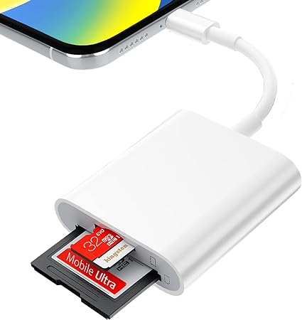 iphone/ipad SDカードリーダー 2in1 sdカードカメラリーダー SD/TF対応可能 カメラアダプタ iOS最新対応 双方向データ転送 microメモリSDカードリーダー 写真/ビデオ/Word/4/14 Pro Max/対応