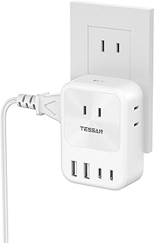 USB-C d^bv USB-Ct RZg ^bv TESSAN 3AC 2USB-A|[g 2Type-C|[g RZg  USB[d USB ^bv }}`^bv K[ht ^y {ł̂ݎgp\