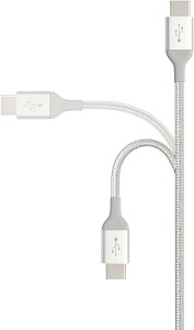 USB-C to USB-C 2.0 高速充電ケーブル ナイロン編みコード 速度480Mbps USB-IF認証取得 Apple iPhone 15/iPad/Samsung Galaxソコン用 3.0 m シルバー