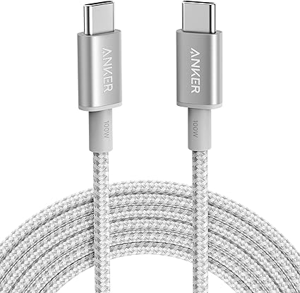 Anker 高耐久ナイロン USB-C & USB-C ケーブル 100W USB PD対応 MacBook Pro/Air iPad Pro/Air iPad Air 5 Galaxy S20 Pixel LG 対応 (3.0m シルバー)