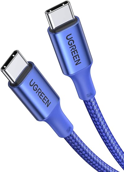 UGREEN USB CケーブルPD対応100W/5A 超急速充電USB C to USB C 断線防止 iPhone 15、MacBook Pro、Matebook、iPad、Xperia、Galaxy等Type-c機種対応(1m, 青い)