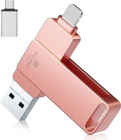 4in1USBメモリー128GB【多機能データ管理】iPhone対応USBメモリ フラッシュドライブ 大容量 高速USB 3.0 スマホusbメモリー IOS/Android/Win/MAC対応USBメモリステリスマホ容量不足解消（ピンク）