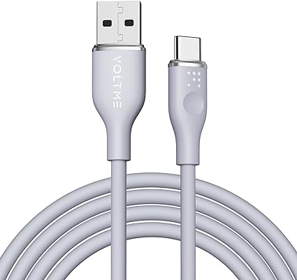 VOLTME USB Type C ケーブル 柔らかいシリコン製 絡まない 断線防止 タイプc ケーブル 急速充電 QuickCharge3.0対応 Xperia/Galaxy/LG/iPad Pro/MacBケーブル （1.8m グレー）