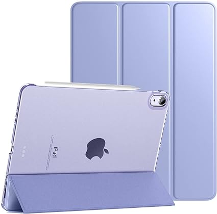 iPad air 第5世代 ケース TiMOVO iPad Air5 ケース iPad air 4 ケース 10.9インチ iPad Air 第5世代/第4世代 カバー PUレーザー 開閉式 三つ折り スタンド単 手帳型 半透明 ラベンダー