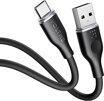 VOLTME USB Type C ケーブル 柔らかいシリコン製 絡まない 断線防止 タイプc 急速充電 QuickCharge3.0対応 Xperia/Galaxy/LG/iPad Pro/MacBook そ ケーブル （1m ブラック）