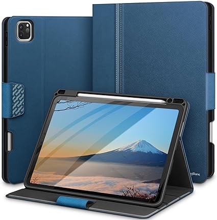 KingBlanc iPad Pro 11インチ ケース第4/3/2世代 2022/2021/2020 手帳型 カバー アップルペンシル収納可能 ペアリング・ワイヤレス充電対応 オートスリープ・スタンド機能付き対応 スマートケース, ブルー