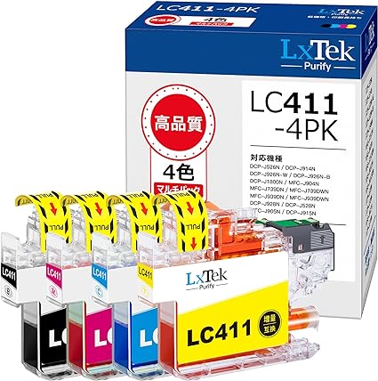 ֹ̤ LxTek Purify LC411 LC411-4PK ֥饶 (Brother) б ߴ󥯥ȥå 411 4å LC411BK ̥ ץ󥿡 б4N MFC-J939DN ¾