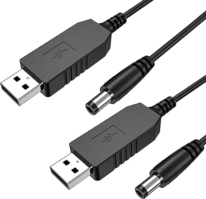 5V 12V 変換 USB DC 昇圧ケーブル 2本 1m 2.1mm X 5.5mm 電源供給ケーブル 電圧変換 wuernine モバイルバッテリー シガーソケットなど用