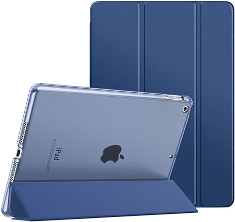 iPad 9 ケース 2021 MoKo iPad 10.2 ケース 第9/8/7世代(2021/2020/2019) 半透明 オートスリープ機能 薄型 スタンド 三つ折り 高級PUレザー 裏地マイクロファイバマートケース NavyBlue