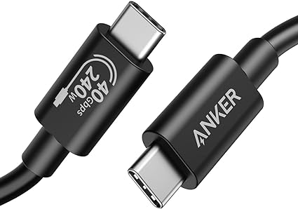 Anker 515 USB-C & USB-C ケーブル (USB4対応 1.0m) 8K 40Gbps高速データ転送 240W出力 対応 Galaxy iPad Pro MacBook Pro/Air 各種対応 ブラック