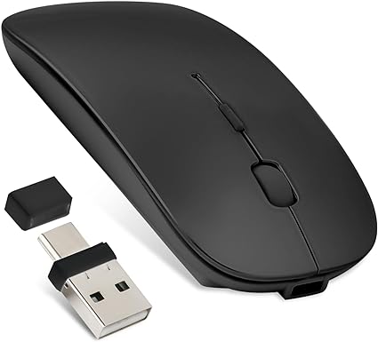 マウス Bluetooth Type-C充電式 ワイヤレスマウス 静音 充電式 薄型 小型 無線マウス 2.4GHz 3DPIモード 高精度 持ち運び便利 Mac/Windows/Surface/Macbook/iPad/PCに対応 (ブラック)