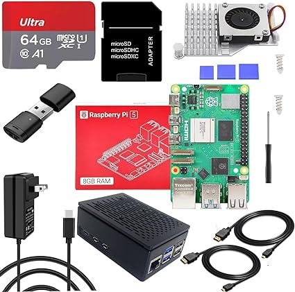 Vesiri Raspberry Pi 5 Starter Kit ŬѤ raspberry pi 5 kit 饺٥꡼ѥ5 8GBܡ/ƥ֥顼/PDŸץ/64GB MicroSy Pi 5 8gb kit)