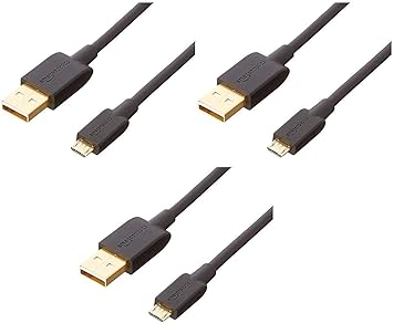 マイクロ USB ケーブル プリンター対応 高速充電 0.9m 3本セット (USB-A 2.0 - Micro-B) ブラック