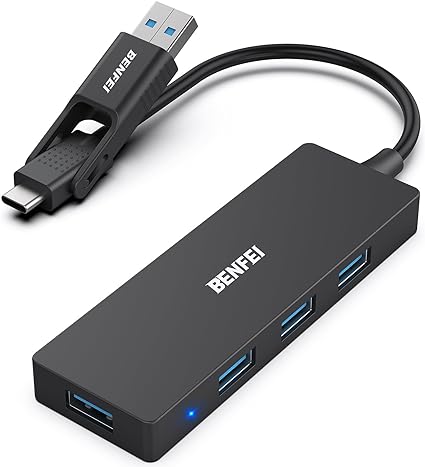 BENFEI USB Type-A/Type-C ハブ 4 USB 3.0 ポート付き iPhone 15 Pro/Max、MacBook Pro/Air 2023、iPad Pro、iMac、S23、XPS 、モバイル HDD などに対応