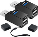 USBハブ 3ポート 2個セット 超小型 USB3.0+USB2.0コンボハブ バスパワー ポート拡張 usbハブ USBポート 高速 軽量 携帯便利 ブラック...