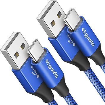 USB Type C ケーブル ブルー【1m 2本セット】急速充電 QC3.0 コード タイプc ケーブル 高速データ転送 cタイプ 高耐久ナイロン Switch、 XZ3 XZ2 XZ、Galaxdroid USB-C機器対応