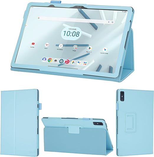 wisers au Lenovo Tab M10a 5G LET02 Lenovo TAB7 専用 タブレットケース (スカイブルー) 10.6インチ 対応 (タッチペン/保護フィルム 付き/スタンドタイプ) タブレットカバー 2023 新型