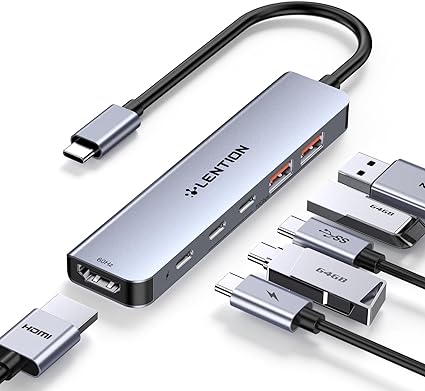 LENTION USB C ハブ 2*USB 3.2+2*USB 3.2(タイプc) 4K 60Hz 10Gbps HDMI 100W PD給電 6-in-1 USB Type-..