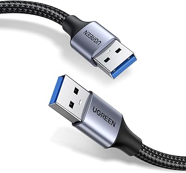 UGREEN USB ケーブル オスオス USB 3.0 a-aタイプ 5Gbps 高速転送 高耐久性 アルミシェルとナイロン編み ライト給電用 冷却ファン HDD TV Box カメラ DVDプレーヤー プリンタ モデムなどと互換性あり 0.5M