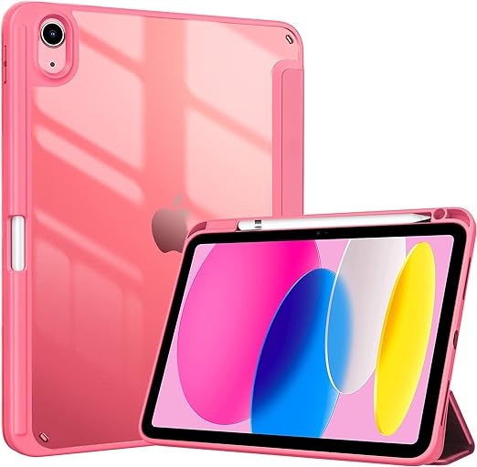 ProCase iPad 10世代 ケース 2022 10.9インチ A2696 A2757 A2777 ペン収納 耐衝撃 三つ折り スタンド スマートカバー ピンク 