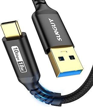 USB3.1 Gen2 Type C ケーブル 0.5M SUNGUY USB-A to USB-C 10Gbps高速データ転送 Android Auto対応 3A急速充電 ナイロン編み iPad Pro/ip ケーブル 50CM ブラック