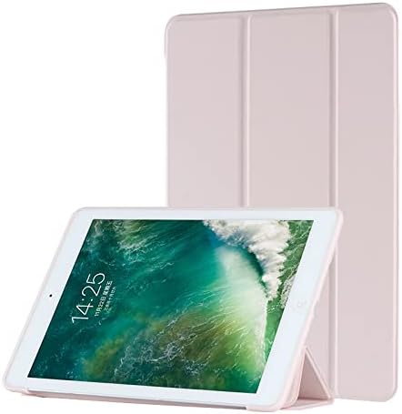 ddice iPadケース iPad 第5・6世代 9.7 inch 手帳型 アイパッドカバー シンプル ブック型カバー 三つ折りスタンド 耐衝撃カバー ケース カバー おしゃれ アイパッド iPadカバー 無ch 第5・6世代, ピンク)