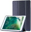 ddice iPadケース iPad 第5・6世代 9.7 inch 手帳型 アイパッドカバー シンプル ブック型カバー 三つ折りスタンド 耐衝撃カバー ケース カバー おしゃれ アイパッド iPadカバー 無h 第5・6世代, ネイビー)