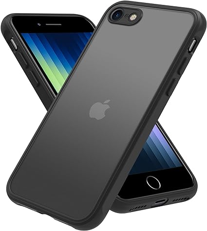 iPhone SE ケース 第3世代 第2世代 iPhone 8 ケース iPhone 7 ケース マット 半透明 スマホケース 米軍MIL規格 耐衝撃 iPhone SE2 ケース ワイヤレス充電 黄ばみなし iPhone7, ブラック)