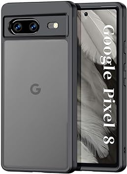 ZXZone Pixel 8 用 ケース カバー 半透明上品感 マット感 耐衝撃 画面・レンズ保護 米軍MIL規格 滑り止め 指紋・黄変防止 ストラップホール付き ワイヤレス充電対応 スマホケース ブラック (Pixel 8)