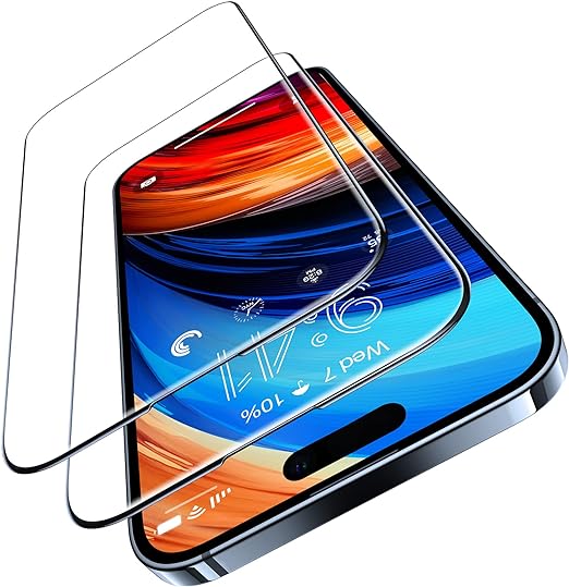 「米軍規格・宇宙航空材料」TORRAS iPhone15Plus 用 ガラスフィルム iPhone14ProMax 用 ガラスフィルム 全面保護 強化極細黒縁 9H越え 6.7インチ アイフォン15プラス・14 GlassGo Series