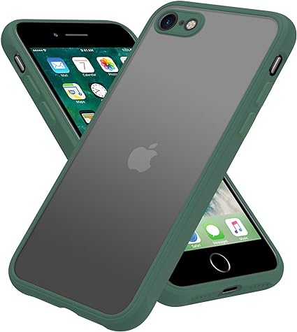 iPhone SE ケース 第3世代 第2世代 iPhone 8 ケース iPhone 7 ケース マット 半透明 スマホケース 米軍MIL規格 耐衝撃 iPhone SE2 ケース ワイヤレス充電 黄ばみなしhone7, インクグリーン)