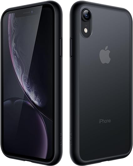 JEDirect マットケース iPhone XR 6.1インチ 耐衝撃性ミリタリーグレードの落下防止 つや消しの半透明の背面電話カバー 指紋防止 (ブラック)