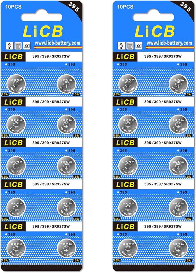LiCB 20個 SR927SW ボタン電池 時計用【SR927sw、395、LR927、AG7、399、LR57、SR927相当品】