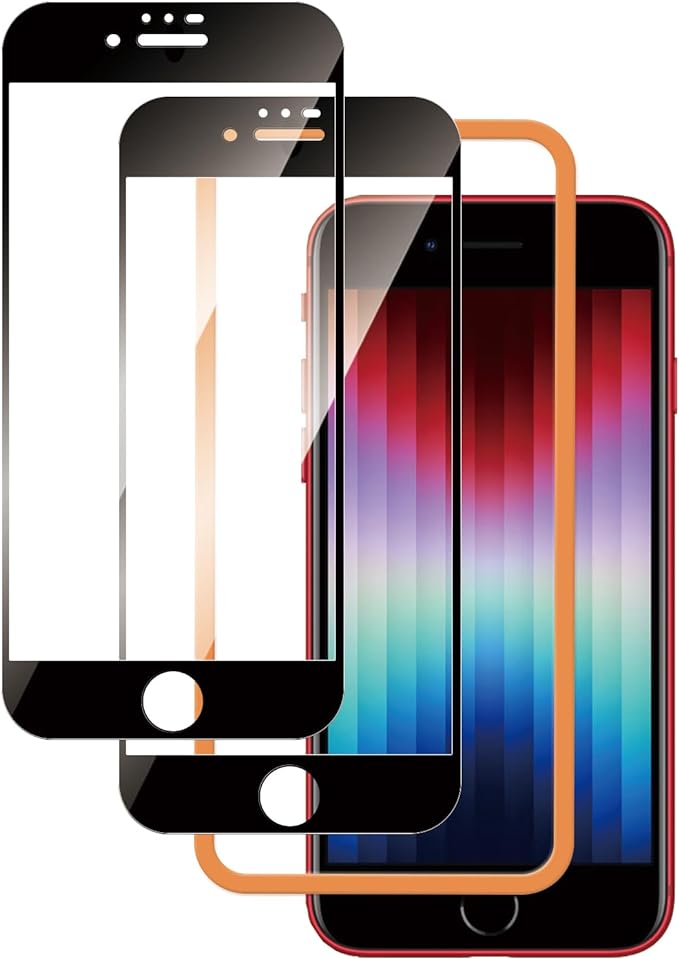 【2枚セット】KPNS 日本素材製 全面保護 iPhoneSE 3 第3世代 2022 / iPhone SE2 第2世代 / 8 / 7 用 ガラスフィルム 強化ガラス カバー 保護フィルム