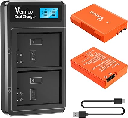 Vemico EN-EL14A/EN-EL14 Хåƥ꡼ 2*1500mAh LCDդŴ EN-EL14ӥå Type-c USB Ŵ ® б D5600/D3300/ D3500P7800ʤбPSEϿ