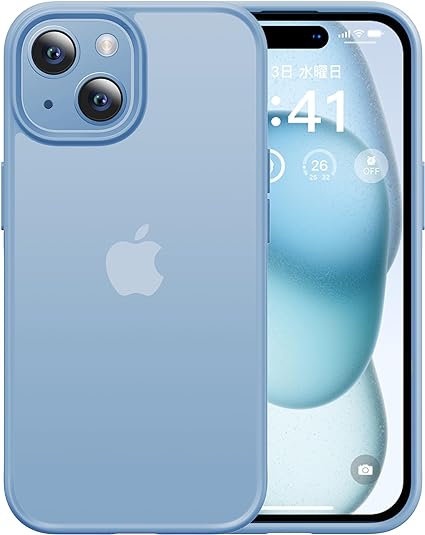 【本体の色・4色】CASEKOO iPhone 15 用 ケース 耐衝撃 滑り止め 指紋防止 米軍MIL規格 マット仕上げ ストラップホール付き 黄変防止 耐久性 カバー ワイヤレス充電対応 アイフォン 15 インチ ケース(マットブルー)