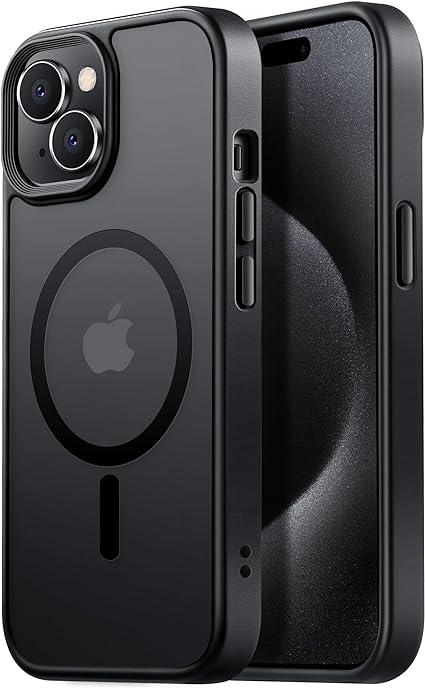 【米軍規格・MagSafe対応】Gtsoho iPhone 15 ケース 用 ケース 半透明 マグネット搭載 ワイヤレス充電 耐衝撃 耐久性 全面保護 黄ばみなし ストラップホール付き イフォン 15 用 カバー マグセーフ対応 ブラック
